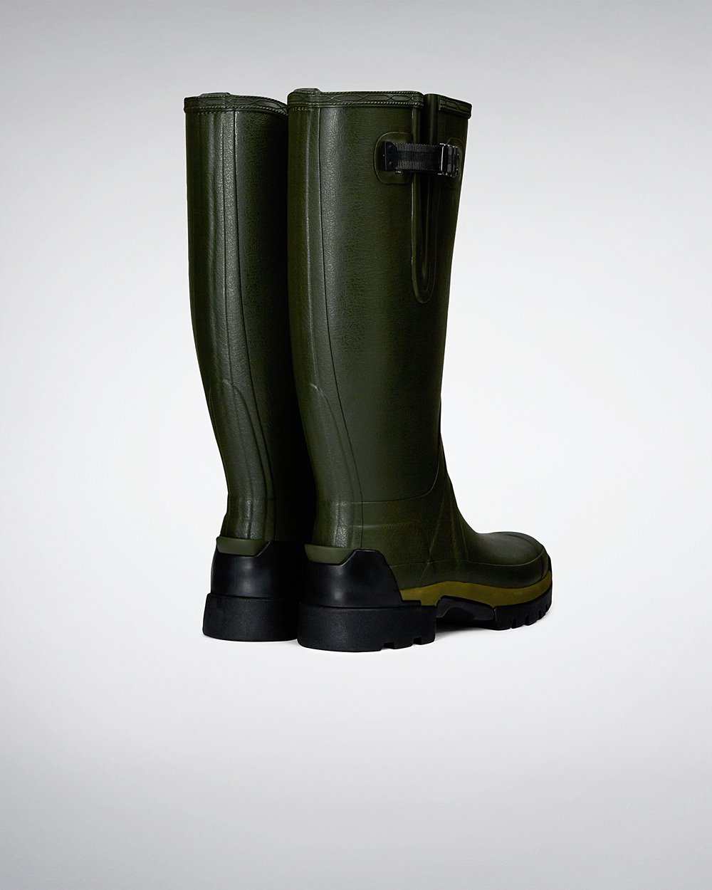 Botas de Lluvia Altas Hunter Hombre - Balmoral Adjustable 3Mm Neoprene - Verde Oscuro Oliva - KSDCLA